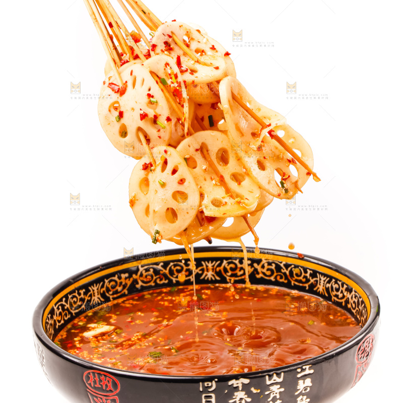 白底上的钵钵鸡食材