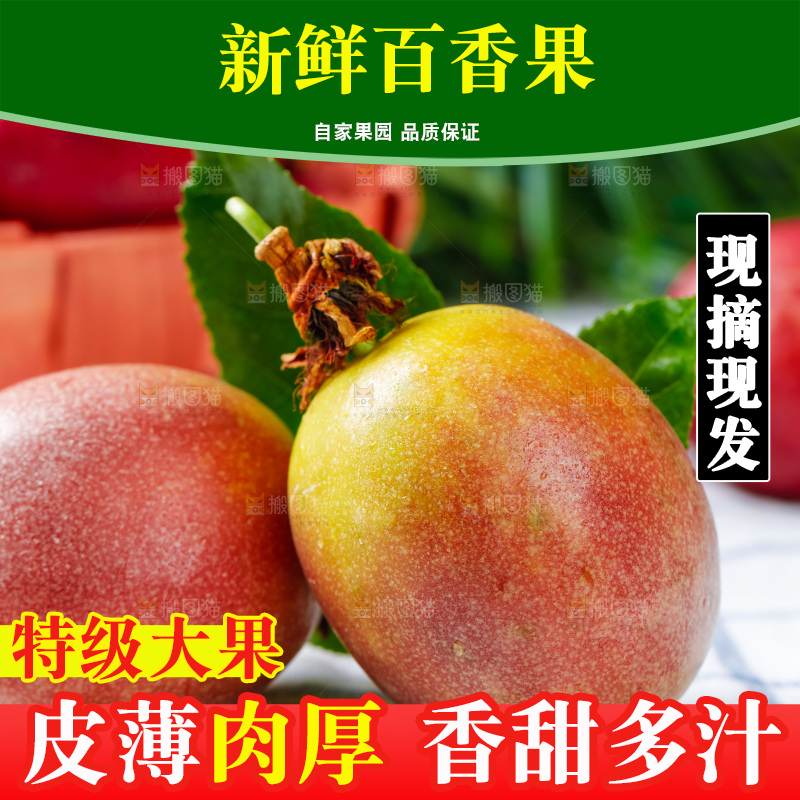 广西百香果放在格子布上