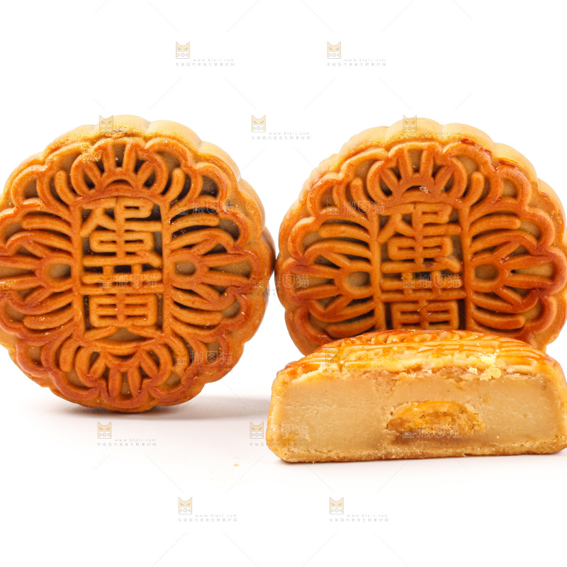白底上的蛋黄月饼
