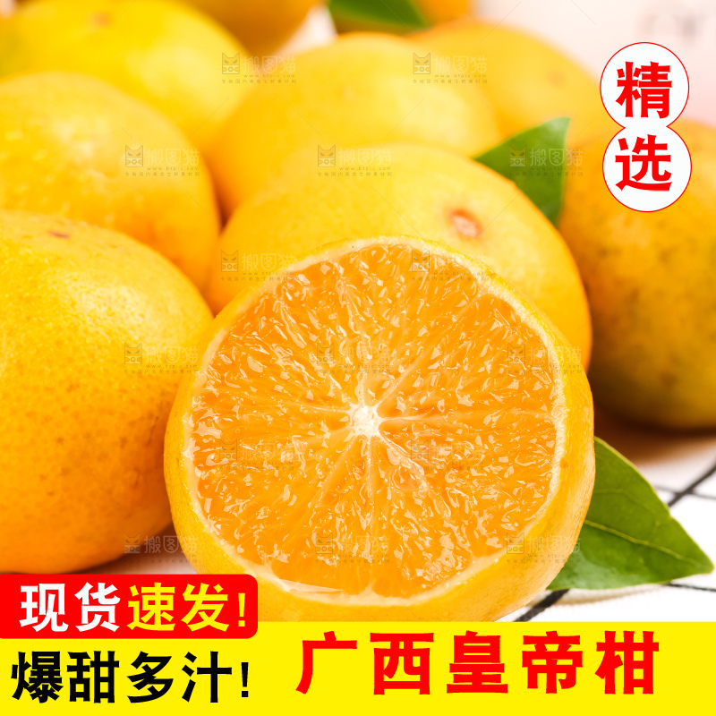 格子底上放着一堆新鲜的贡柑
