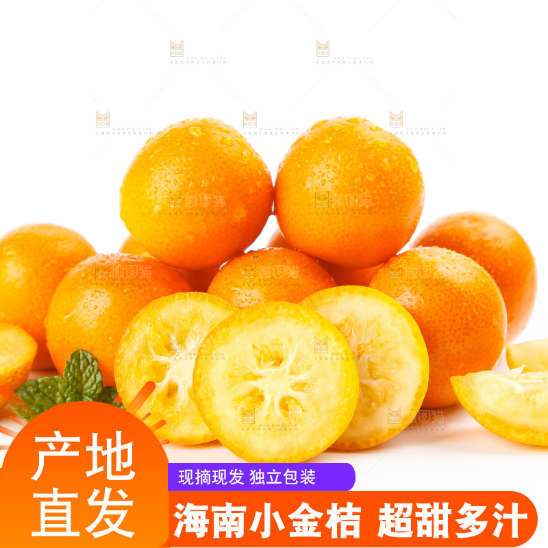 白底上摆放着阳朔金桔