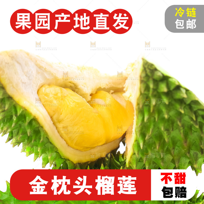 白底上放着泰国金枕榴莲
