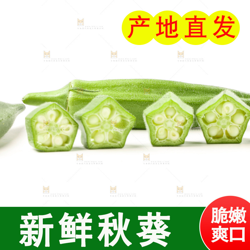 新鲜的羊角豆放在白底上