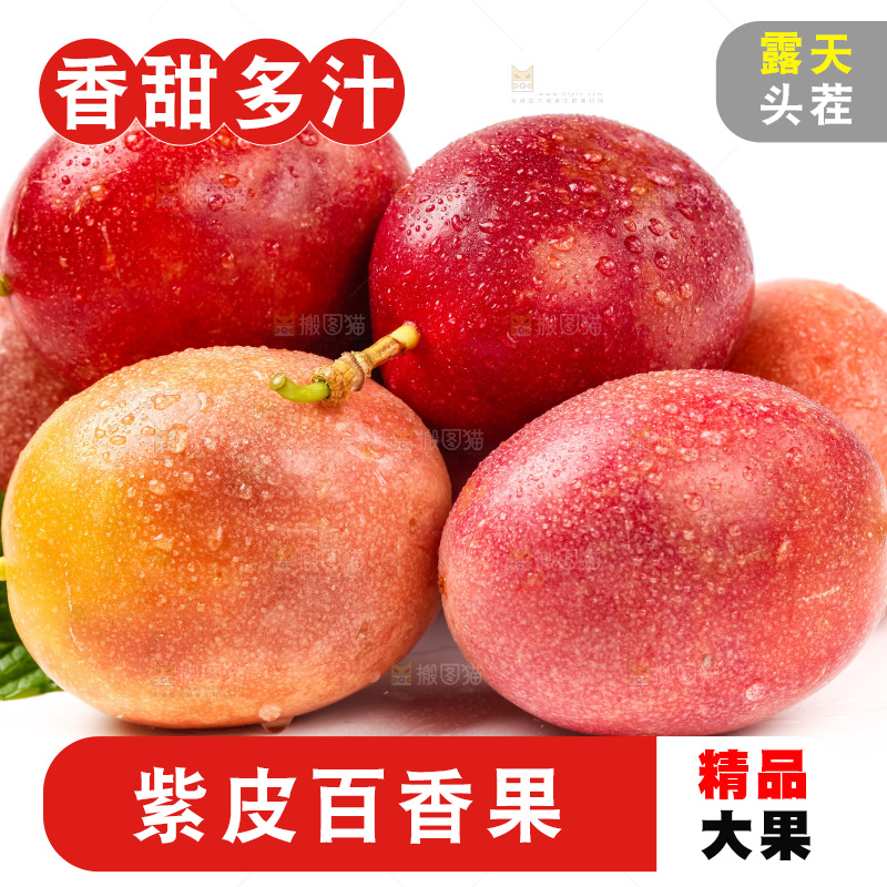 一堆广西百香果放在白底上