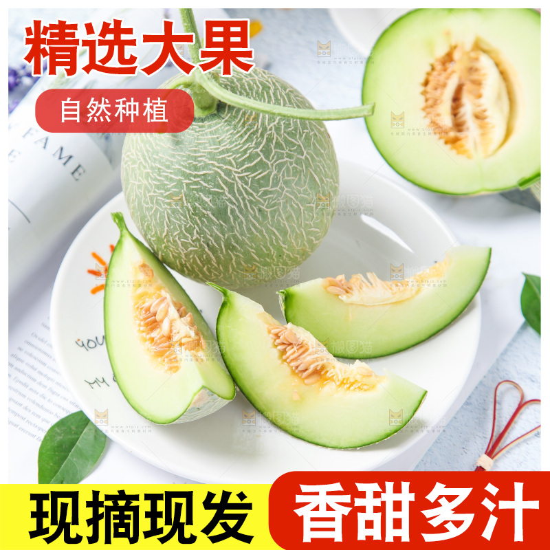 浅底上放着一盘网纹蜜瓜