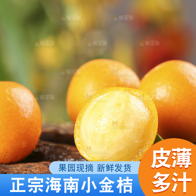 木底上放着新鲜金钱桔