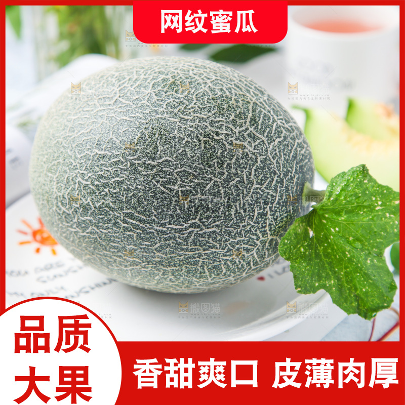 浅底上放着一盘网纹蜜瓜