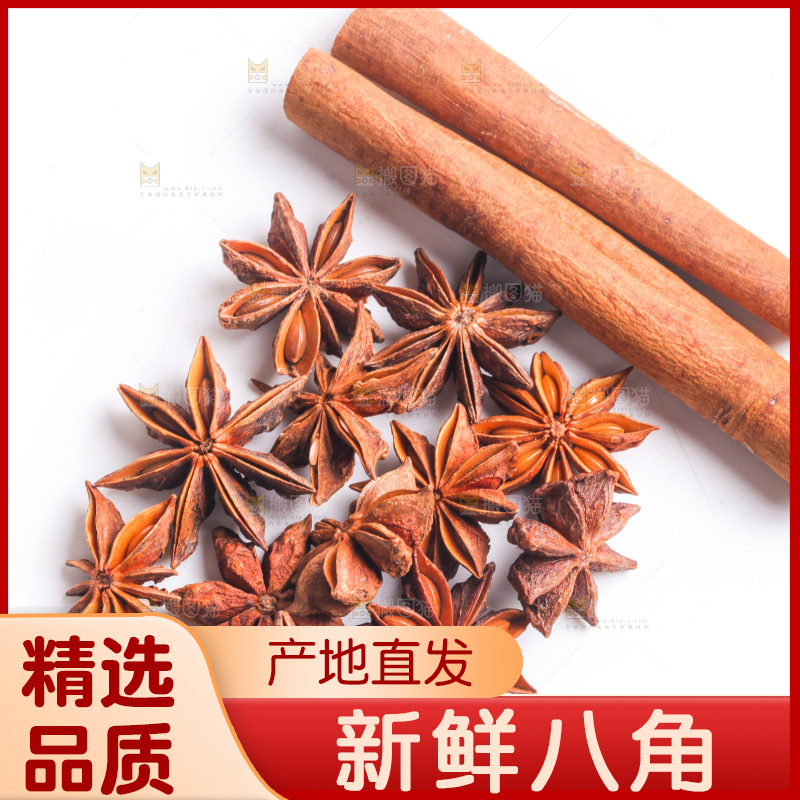 白底上的八角桂皮