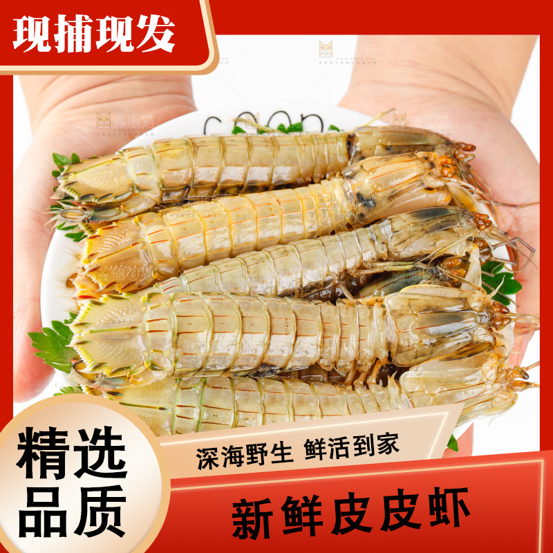 手里拿着生鲜皮皮虾