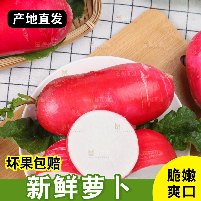 白格子底上的湖北红皮萝卜