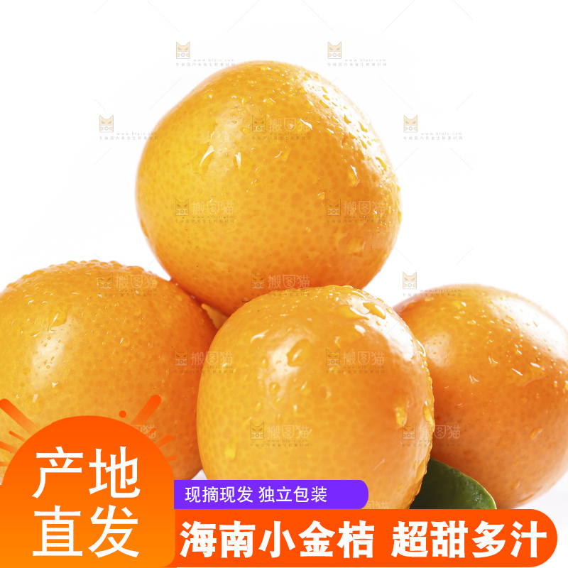 白底上摆放着新鲜金橘
