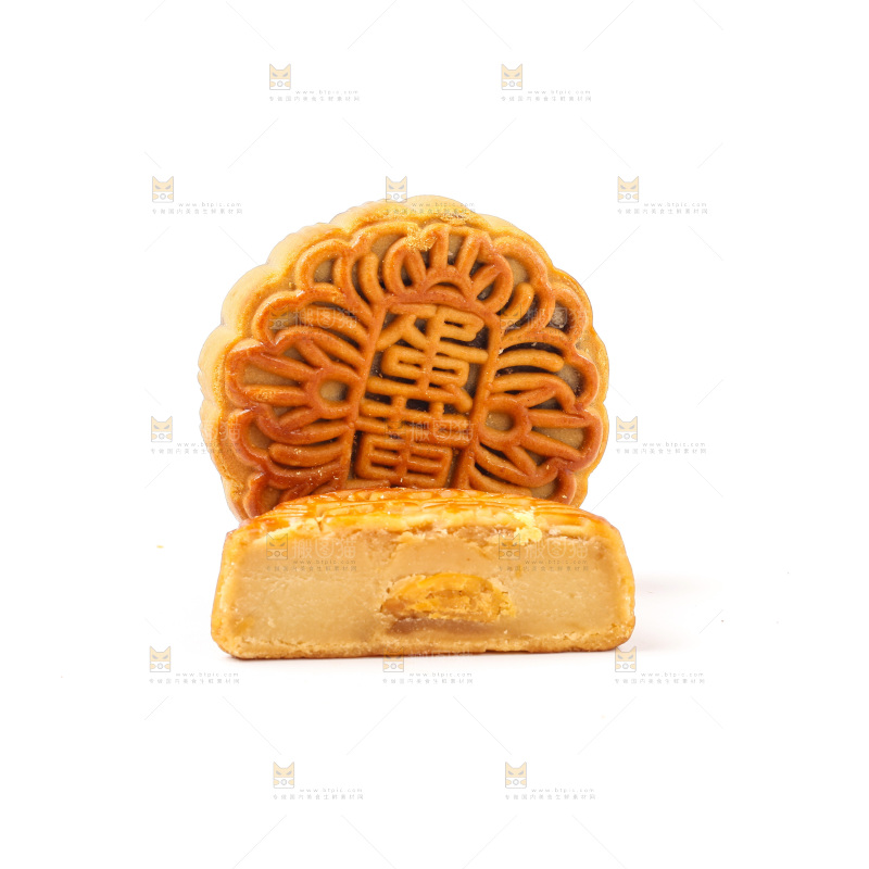 白底上的蛋黄月饼