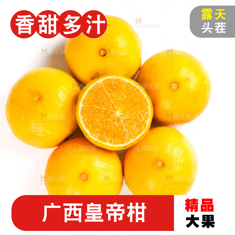 白底上放着一堆新鲜皇帝柑