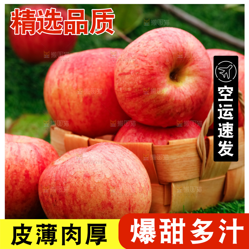 草地上放着冰糖心苹果