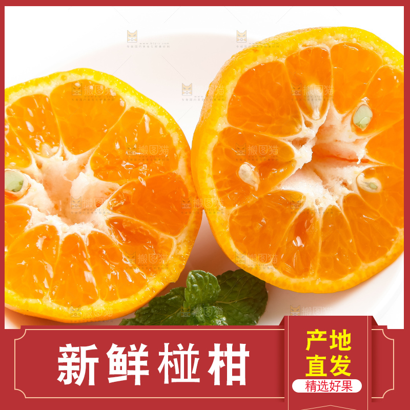 白底上摆放着椪柑橘