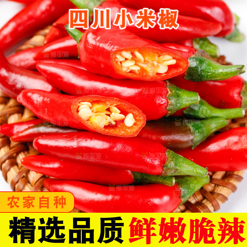 白底上摆放着广西小米椒