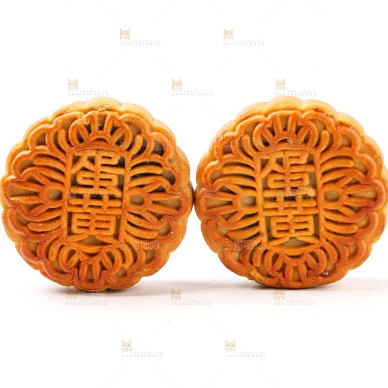 白底上的蛋黄月饼