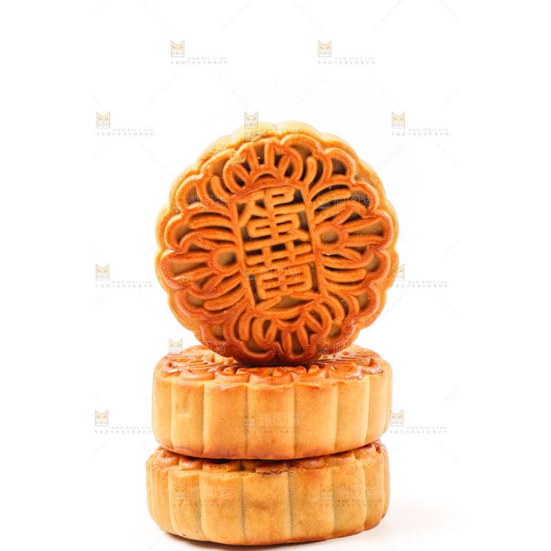 白底上的蛋黄月饼