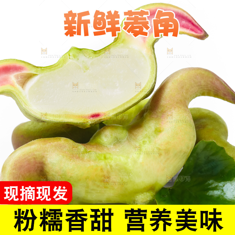 白底上放着洪湖菱角