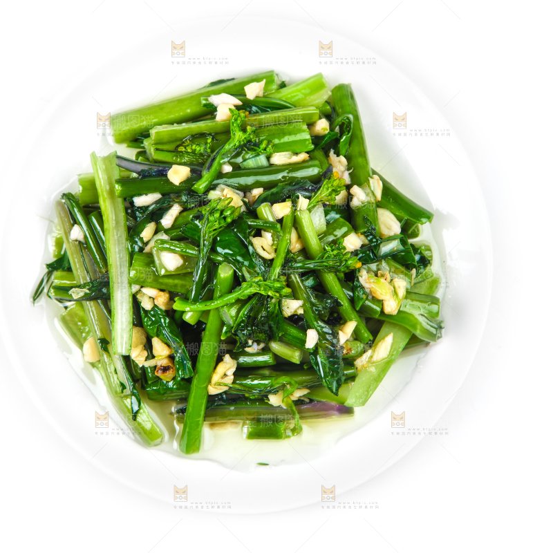 盘子里装着炒菜薹