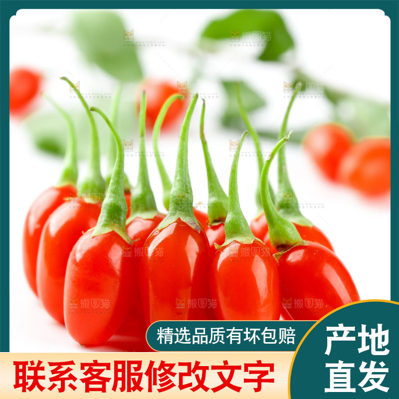 白底上放着红枸杞