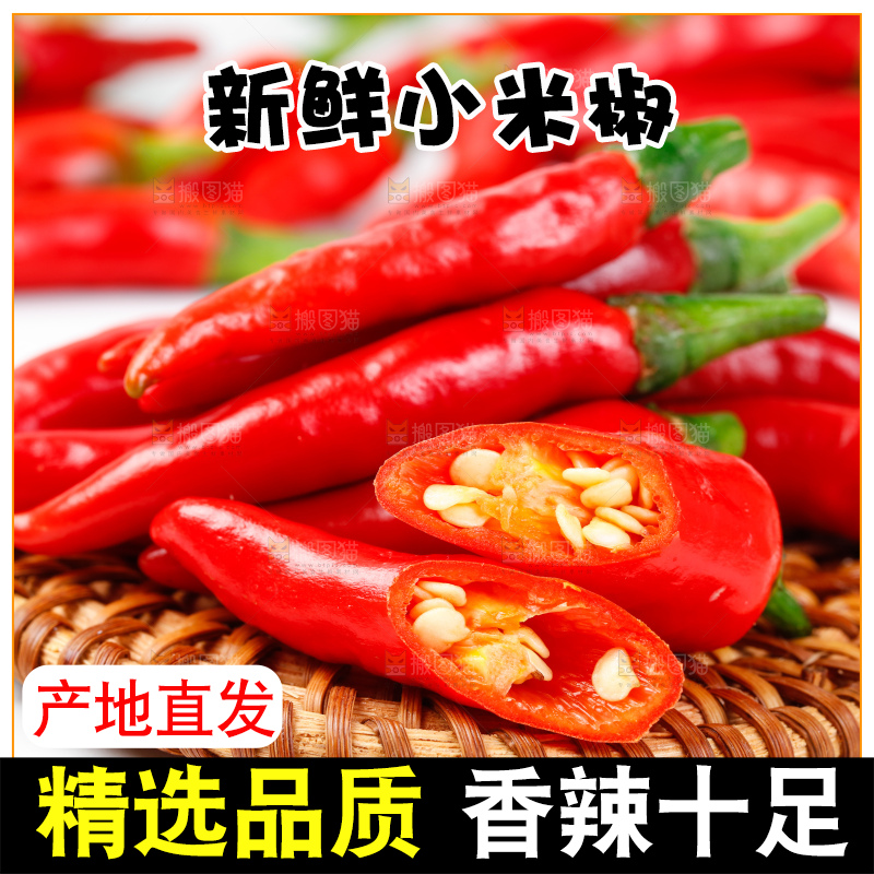 白底上摆放着广西小米椒