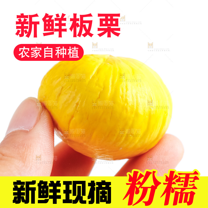 手里拿着新鲜板栗