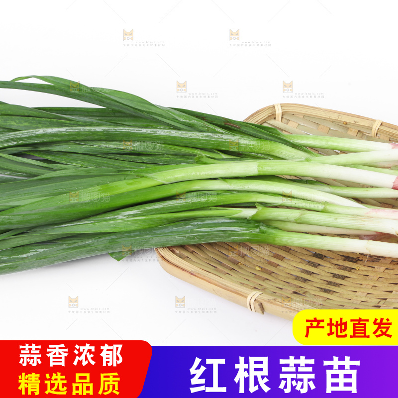 白底上放着蒜苗