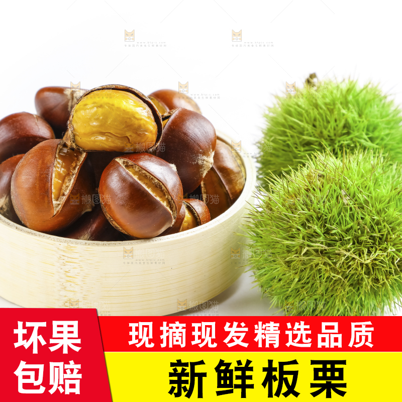 白底上摆放着迁西板栗