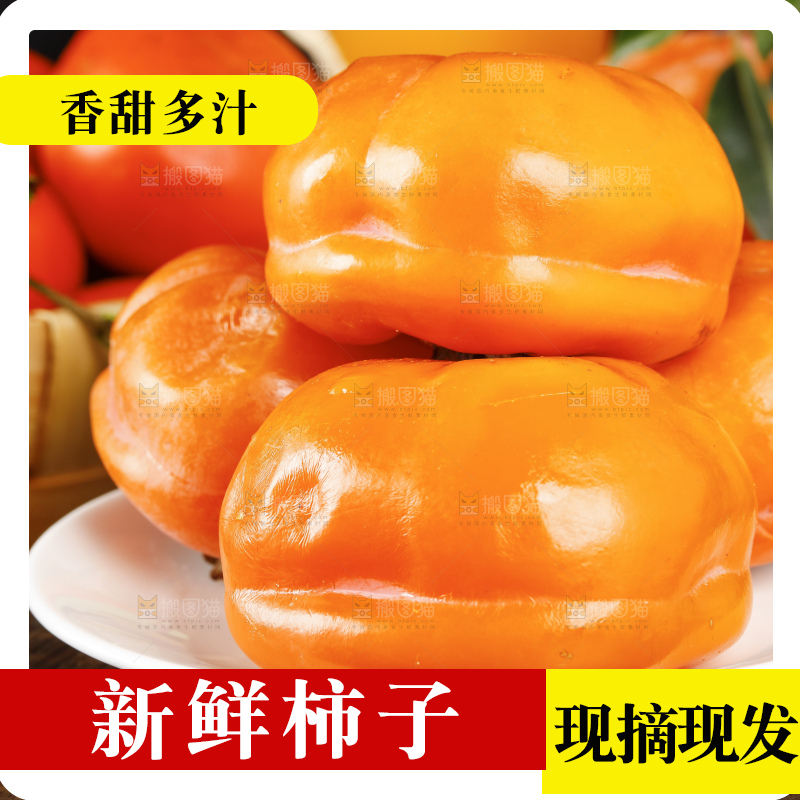 木板上摆放着易县磨盘柿子
