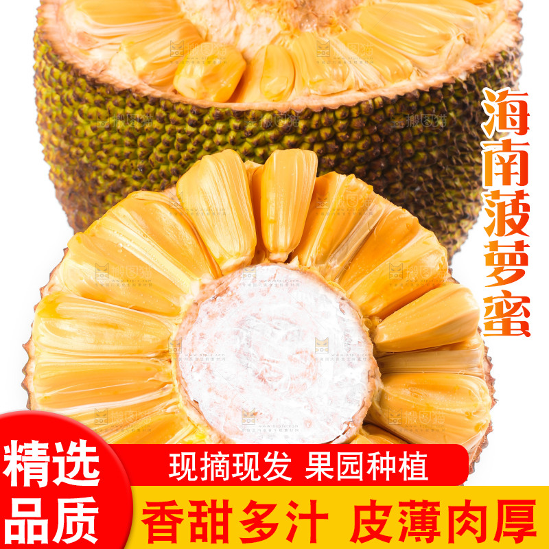 白底上放着海南红肉菠萝蜜