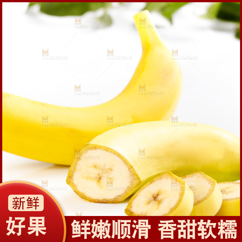 白底上摆放着高山甜香蕉