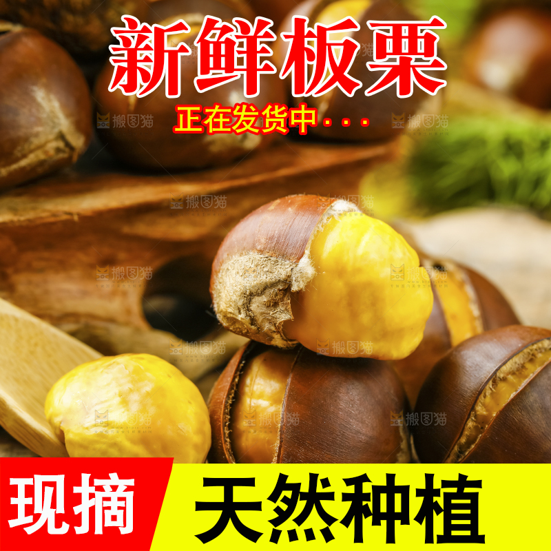 深底上放着新鲜板栗