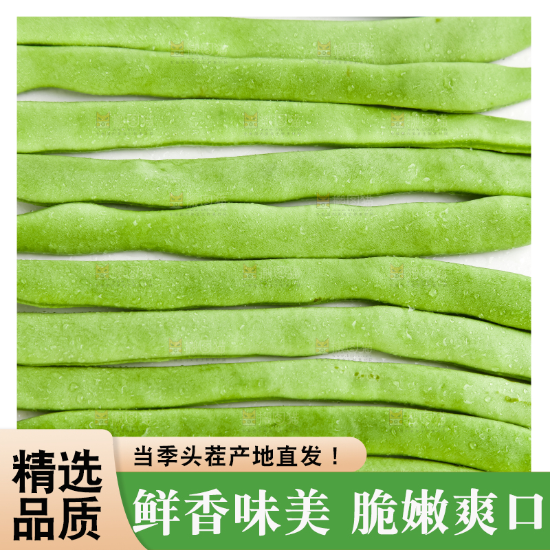 白底上放着新鲜四季豆
