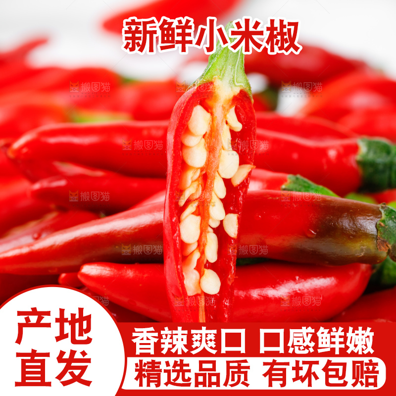 白底上摆放着广西小米椒