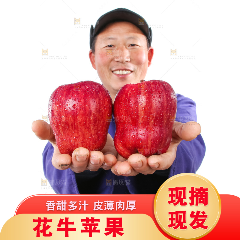 农民手里拿着天水花牛苹果