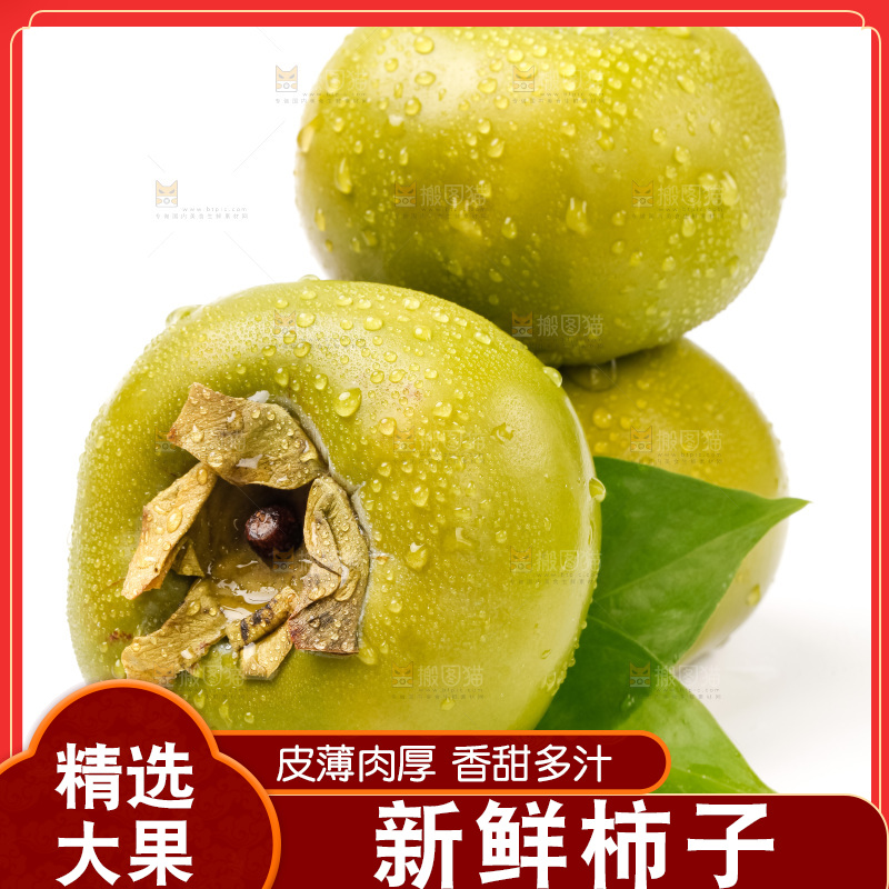 白底上放着青皮柿子