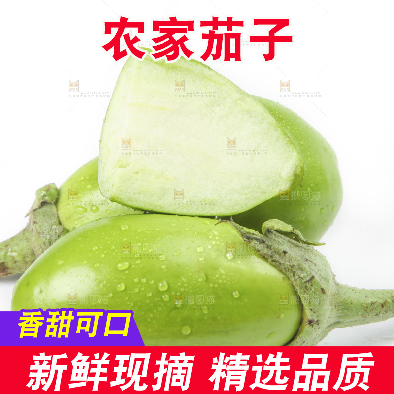 白底上放着青皮茄子