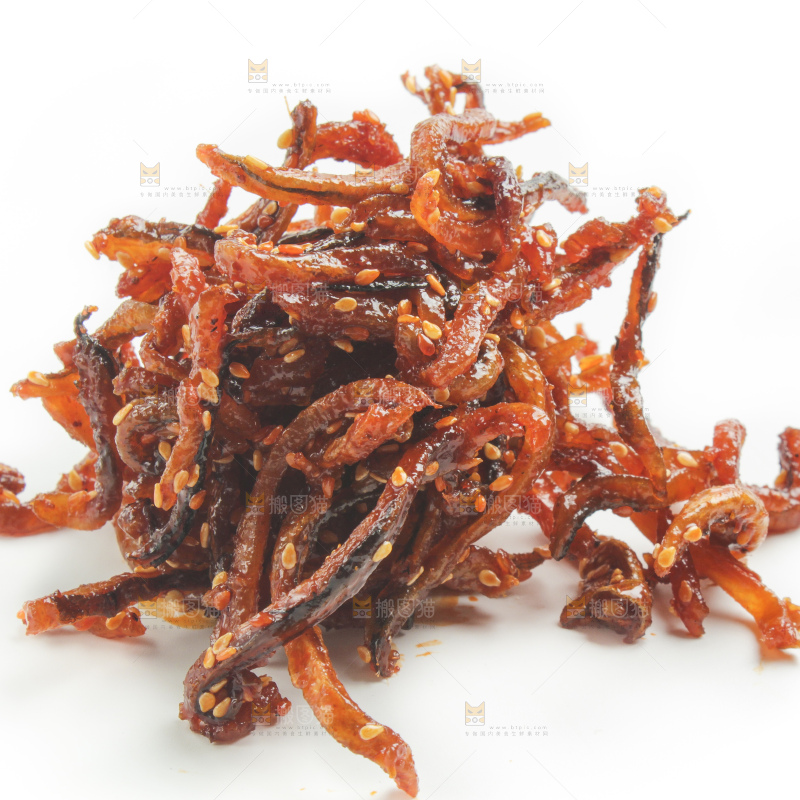 白底上的香辣鳗鱼干