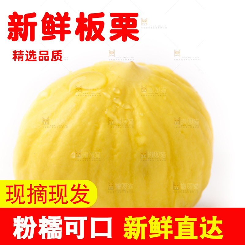 白底上的新鲜板栗