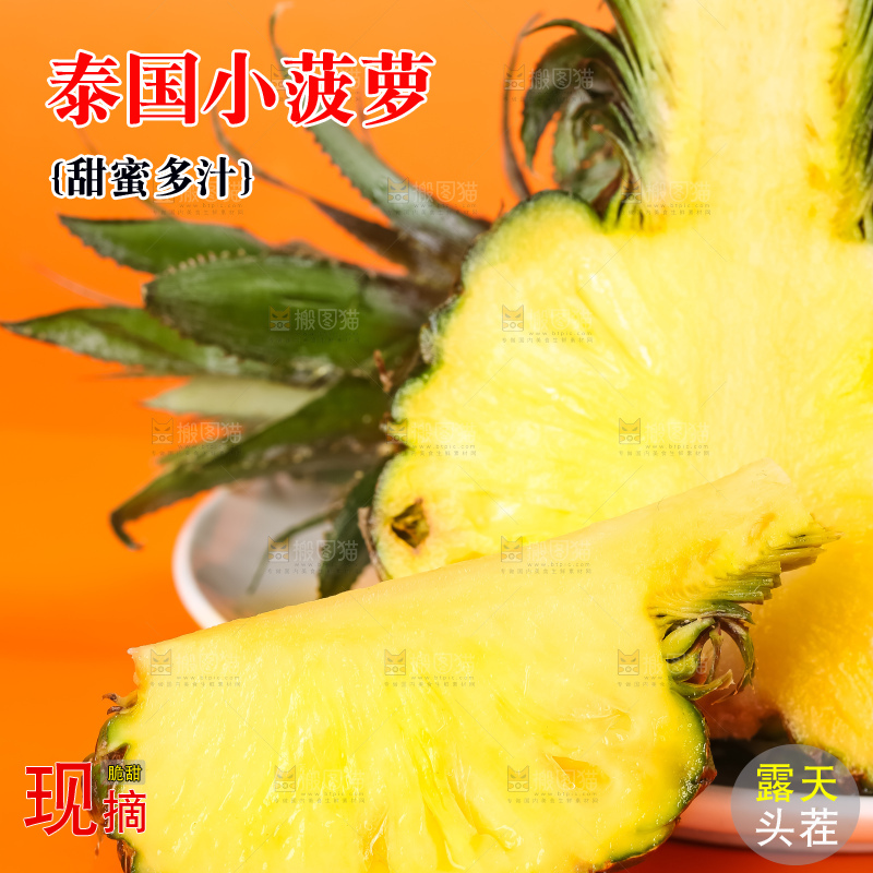 黄底上的泰国迷你小菠萝