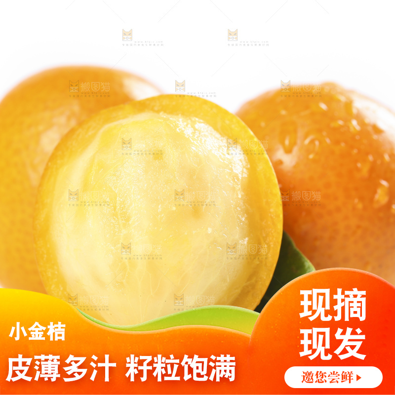 白底上摆放着新鲜金橘