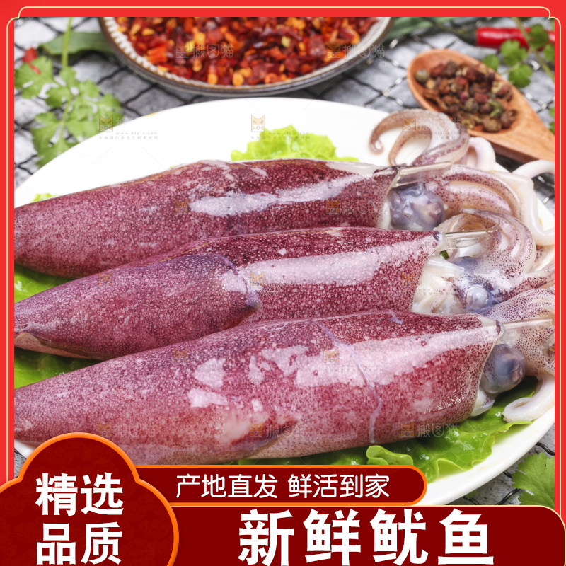 盘子里装着鱿鱼筒