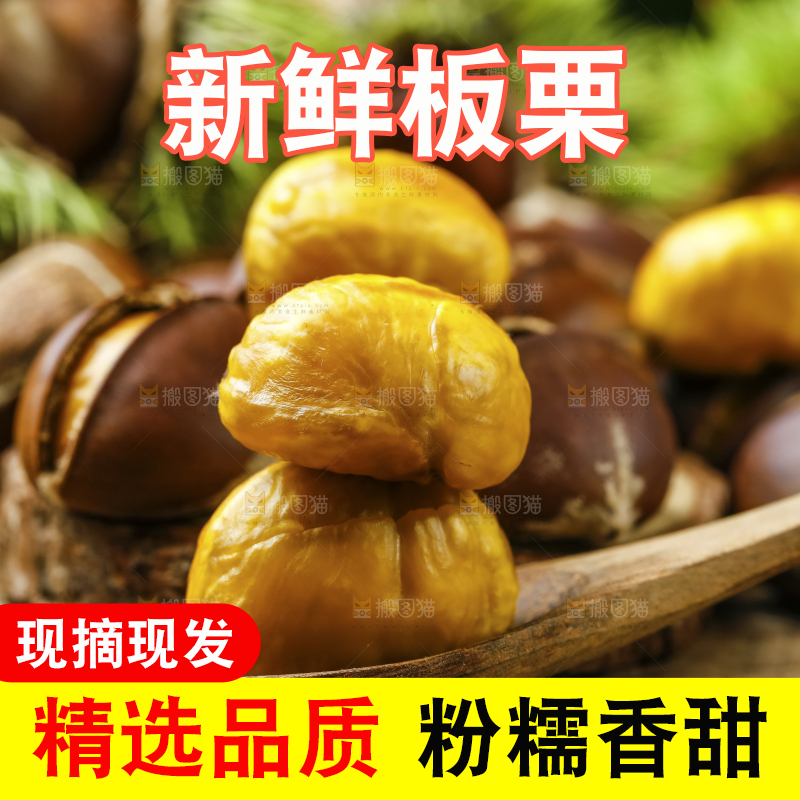 深底上放着新鲜板栗