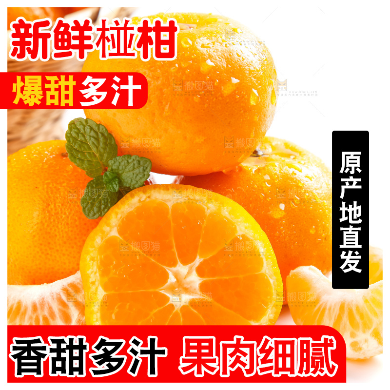 白底上摆放着椪柑橘