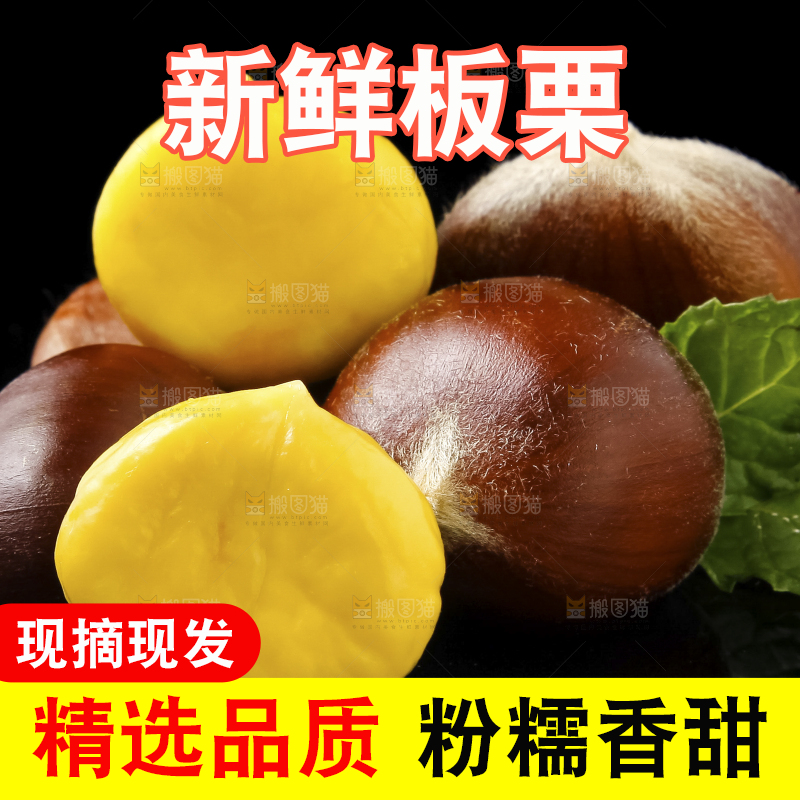 黑底上放着迁西板栗
