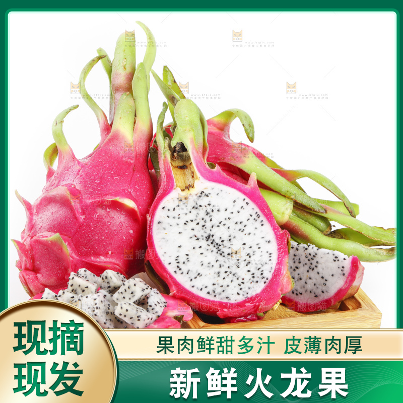 白底上的越南白心火龙果