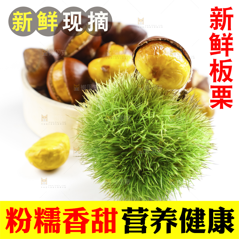白底上的熟板栗