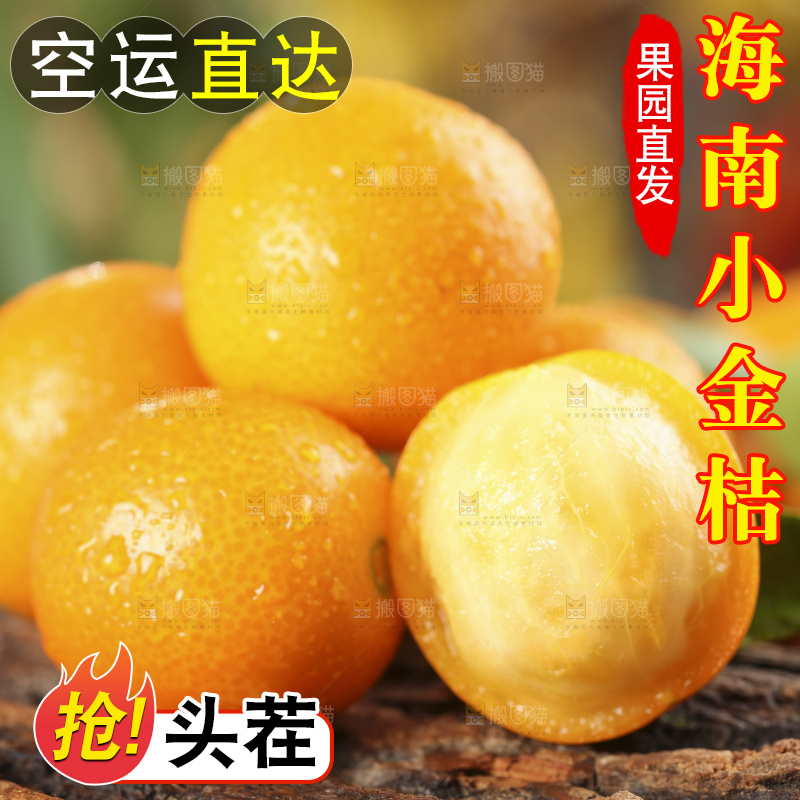 木底上放着新鲜金钱桔