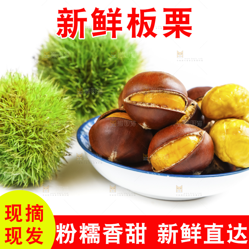 白底上的熟板栗